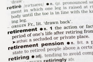 Dictionary definition of retirement clipart