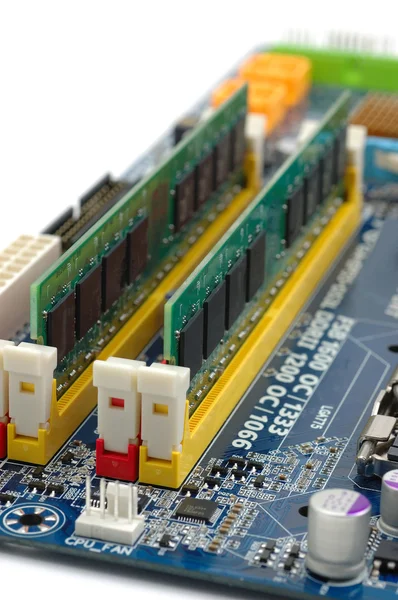 Computer RAM on motherboard — Stock Photo, Image