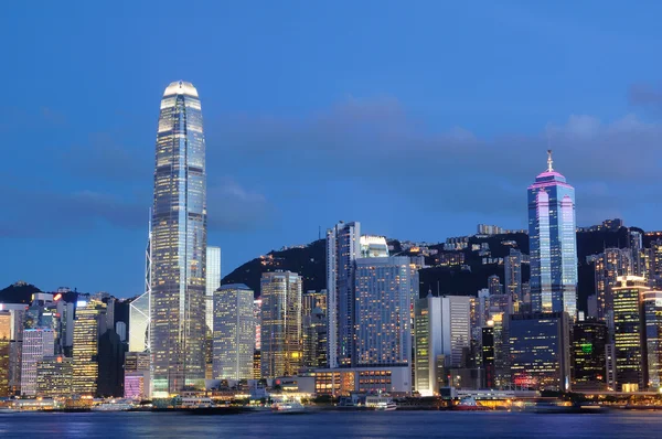 Nattbild av Hongkong stadsbild — Stockfoto