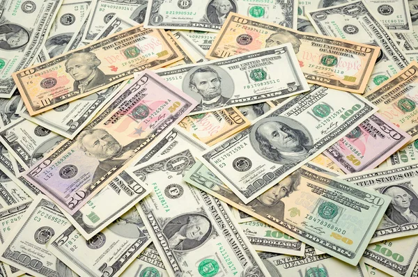 Notas de dólares americanos fundo — Fotografia de Stock
