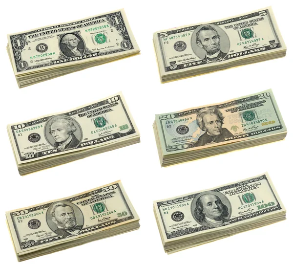 Hromádky nás dolarové bankovky — Stock fotografie