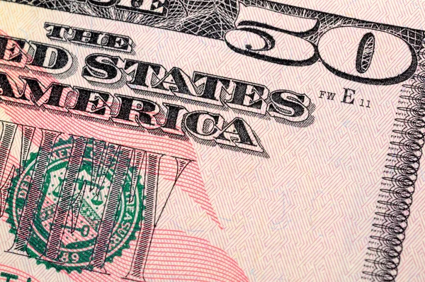 Vijftig dollar bill close-up — Stockfoto