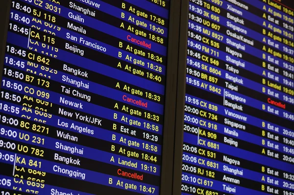 Repülés menetrend információs tábla — Stock Fotó