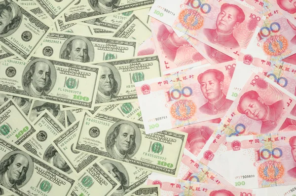 미국 달러 vs 중국 위안 — 스톡 사진