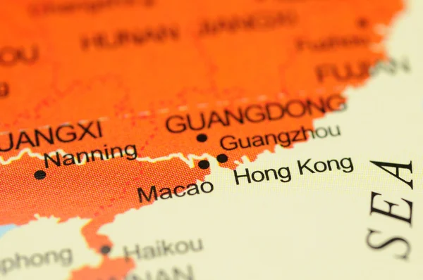 Hong Kong no mapa — Fotografia de Stock