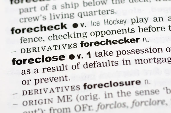 Słownikowej definicji foreclose — Zdjęcie stockowe