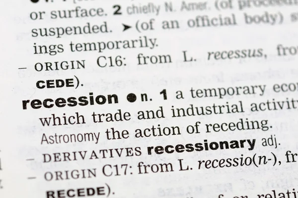 Словник визначення рецесії — стокове фото