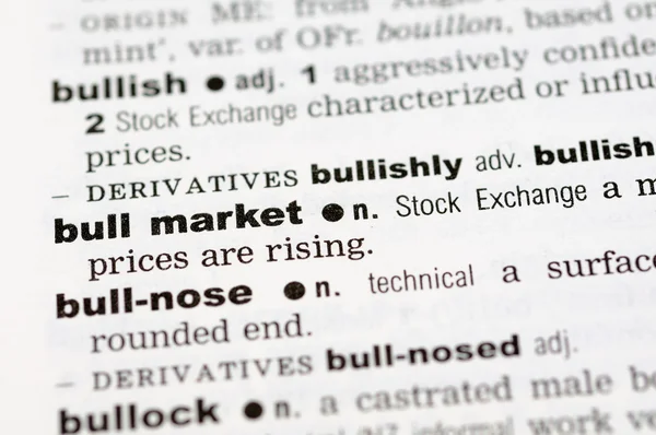 Dictionary definition of bull market — Stock Photo, Image