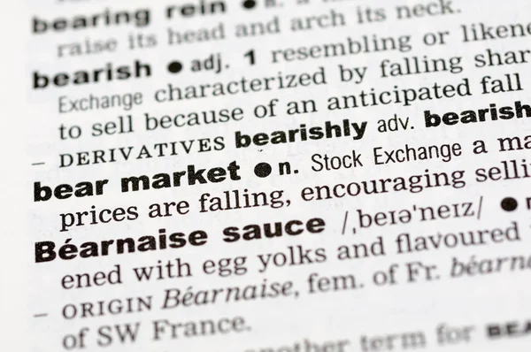 Dictionary definition of bear market — Stock Photo, Image