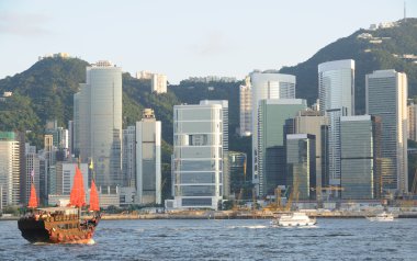 Çin yelkenli gemi içinde hong kong victoria Limanı