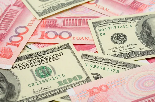 US-Dollar und China-Yuan Nahaufnahme — Stockfoto