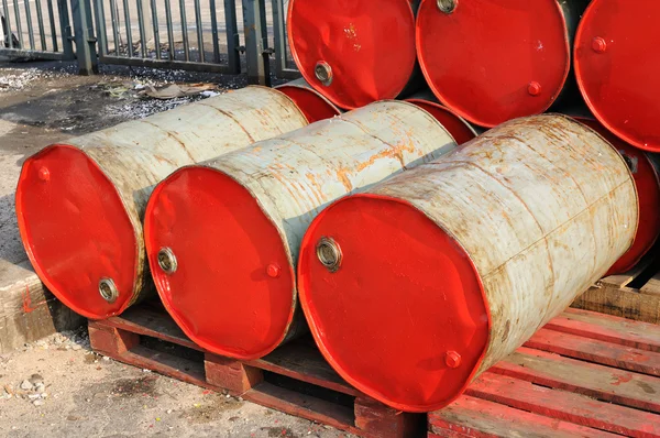 Stack of red drums — Stock Photo, Image