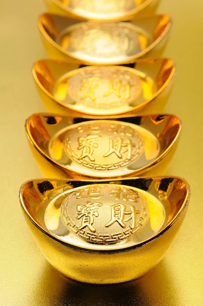 Chinese gold ingots — Stock Photo, Image