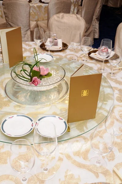 Chinesischer Hochzeitstisch gedeckt — Stockfoto