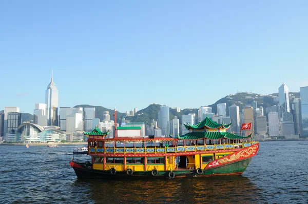 Китайский корабль в Гонконге Victoria Habour — стоковое фото