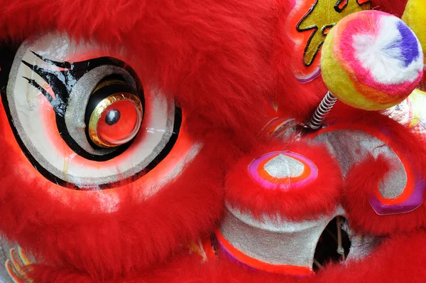 Cabeça de leão dança chinesa — Fotografia de Stock