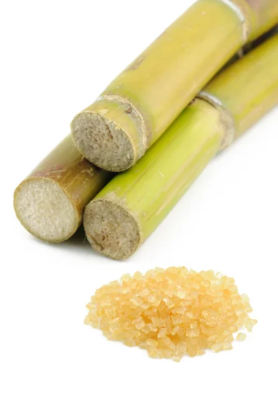Sugar cane and brown sugar — Stock Photo, Image
