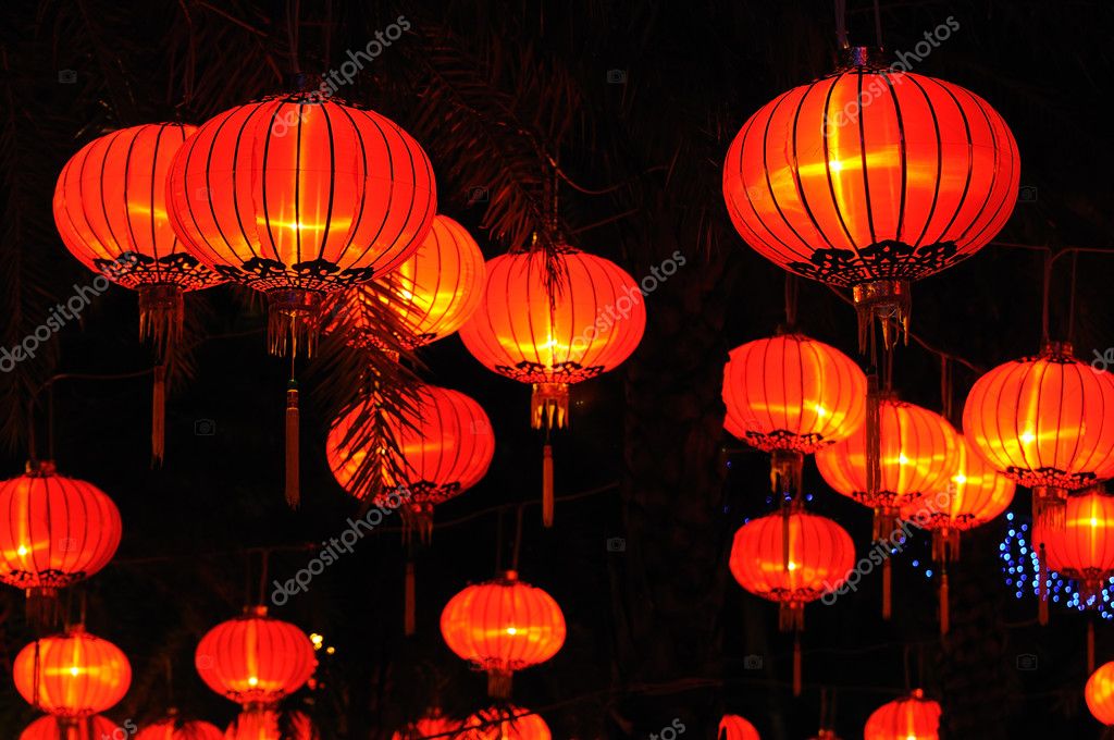 chinese red lanterns stock