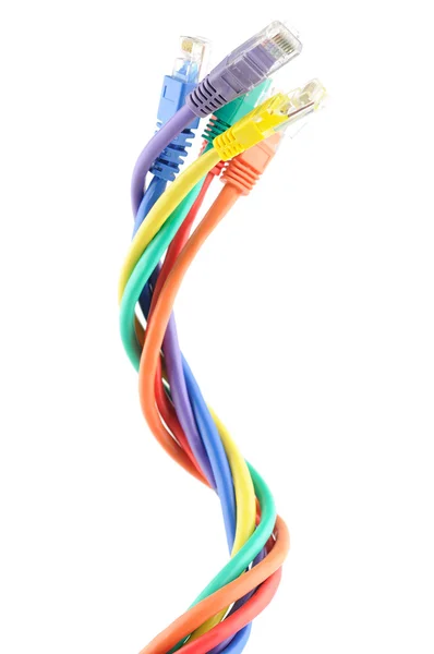 多彩色电子计算机电缆 — 图库照片