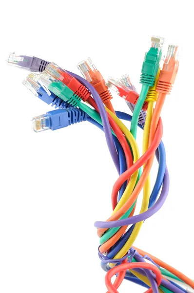 Багатокольорові комп'ютерні кабелі — стокове фото