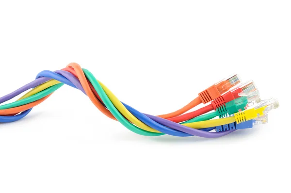 多彩色电子计算机电缆 免版税图库照片