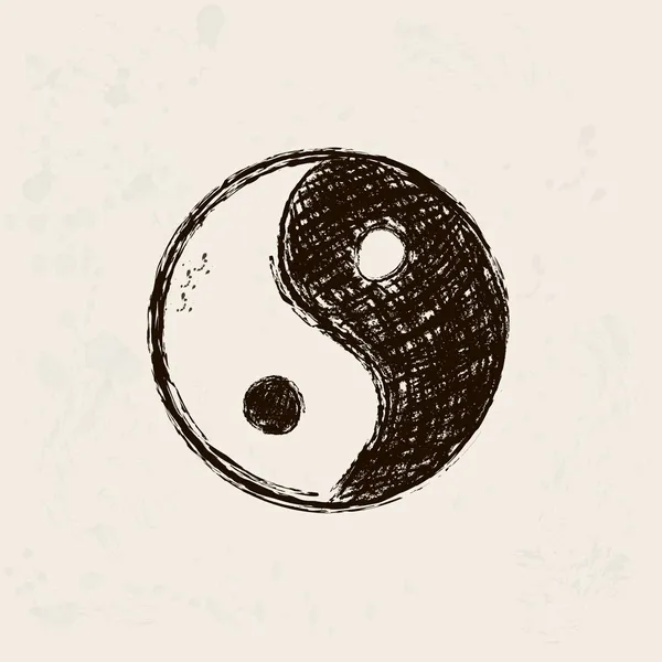 Yin en yang hand getekend symbool — Stockvector