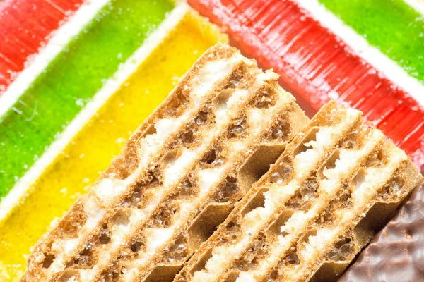 Waffle and jelly background (texture) — Stock Photo, Image