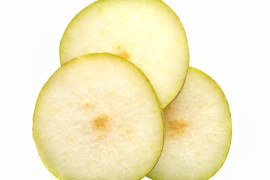 Dilimlenmiş armut closeup (3 adet)