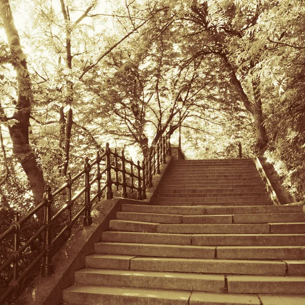 Σκάλες σε πάρκο, Βουδαπέστη σε χρυσό χρώμα — Φωτογραφία Αρχείου