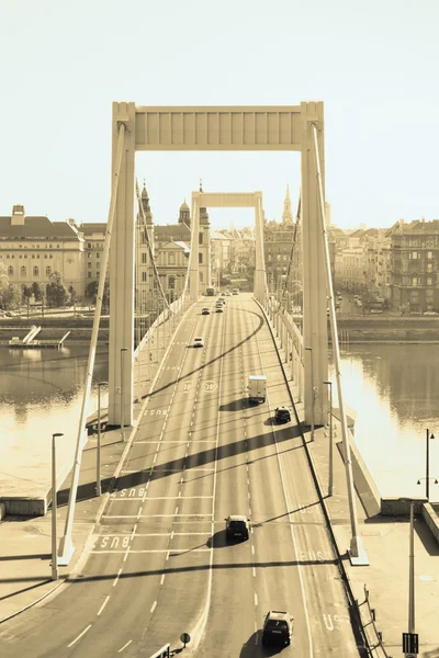 Elizabeth Bridge, Budapest in golden color — Stock Photo, Image
