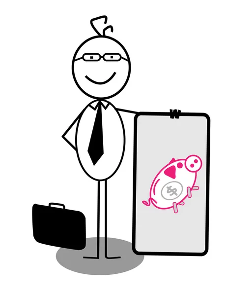 Businessman Piggy Bank Banner — Stock Vector