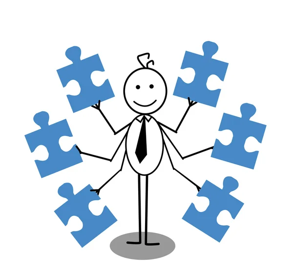 Businessman and Jigsaw — Stock Vector