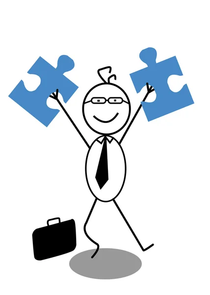 Businessman and Jigsaw — Stock Vector