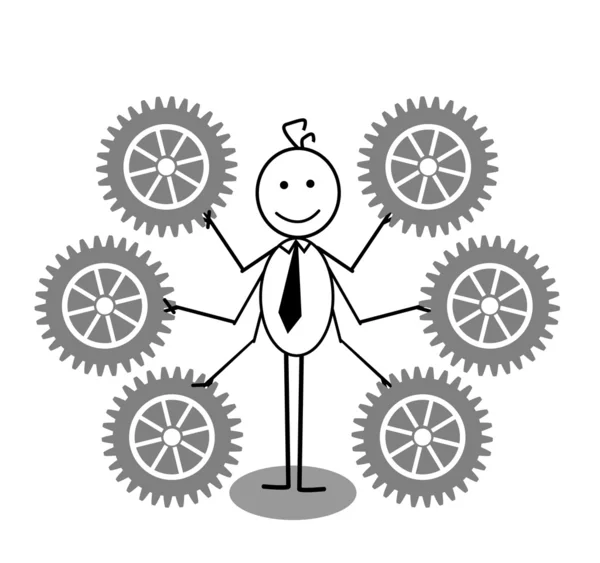 Homme d'affaires heureux et équipement — Image vectorielle