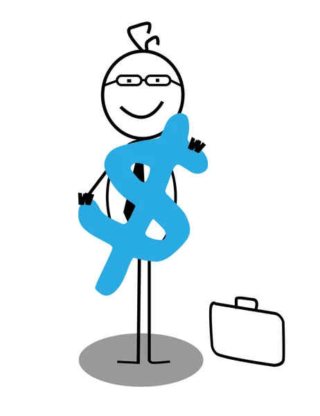 Homme d'affaires heureux et dollar — Image vectorielle