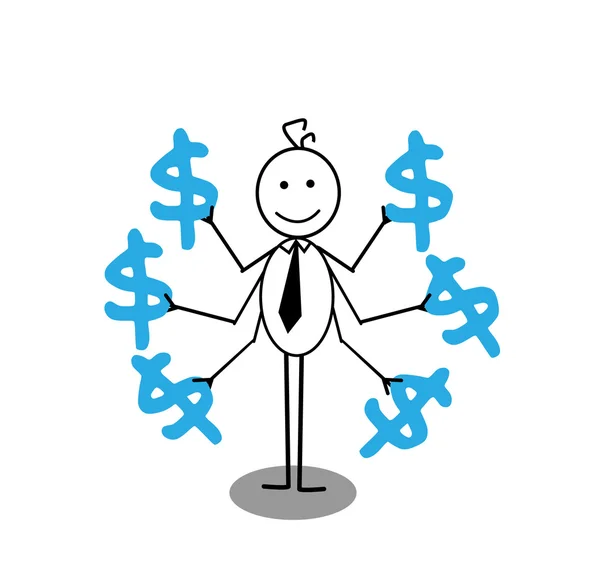 Happy businessman and dollar — Stock Vector
