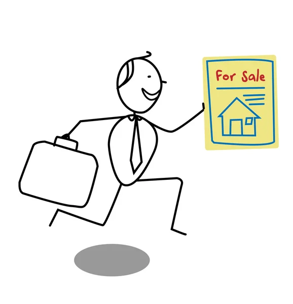 Affärsman försäljning hus — Stock vektor