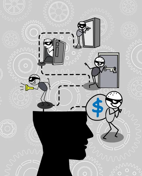 Thief thinking head — Stock Vector