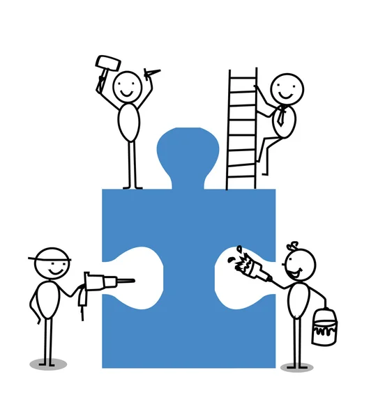 Businessman Teamwork Jigsaw — Stock Vector