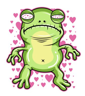 Happy smile love green frog vector clipart