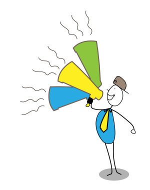 Man with big announcement with megaphone clipart