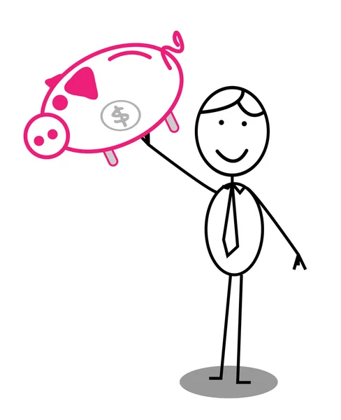 Feliz banco Piggy Empresário — Vetor de Stock