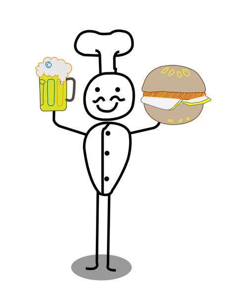 Chef Burger & refrigerantes — Vetor de Stock