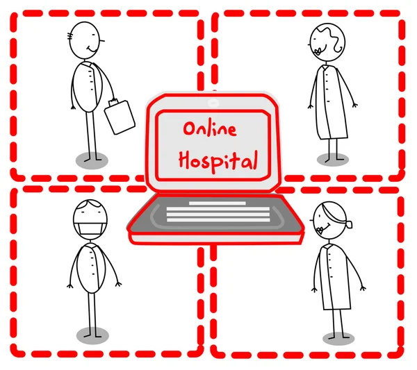 Médico Equipo Hospital Online — Vector de stock