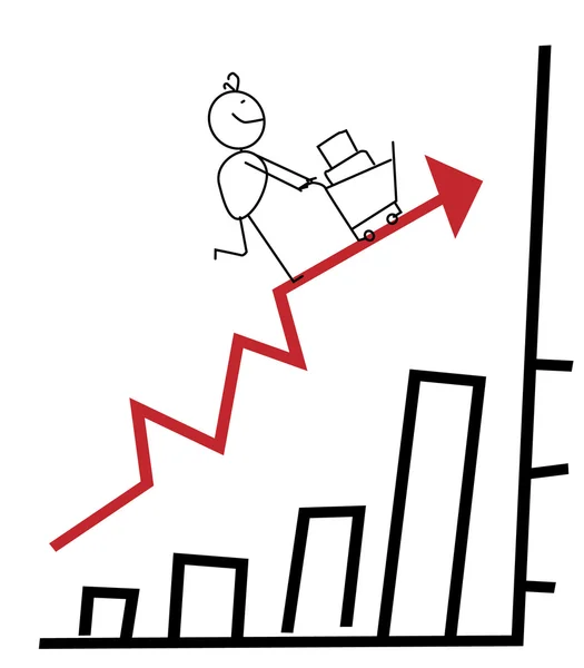 Happy Businessman Up Chart — Stock Vector
