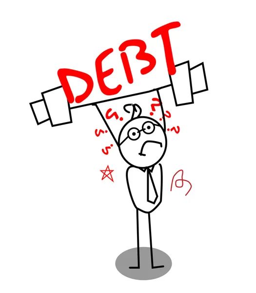 Schulden für schwache Geschäftsleute — Stockvektor