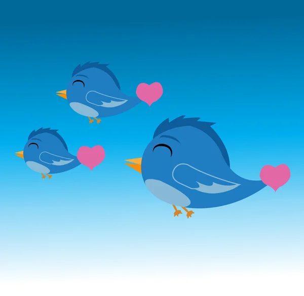 Kuş grubu aşk — Stok Vektör