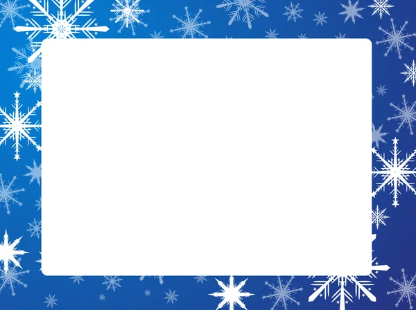 Flocos de neve quadro azul — Vetor de Stock
