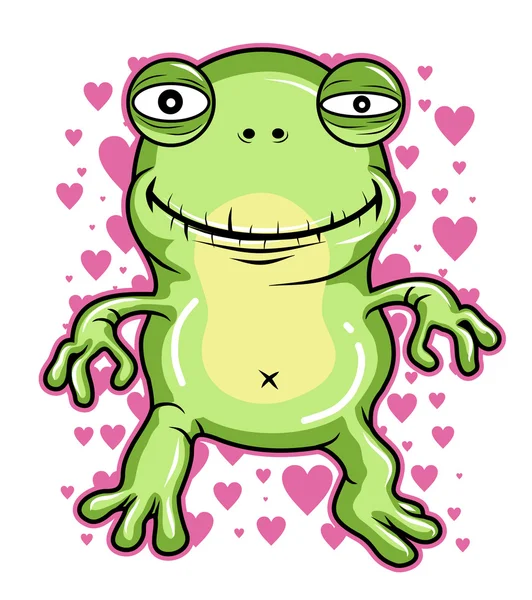 Щаслива посмішка любов зелена жаба вектор — стоковий вектор