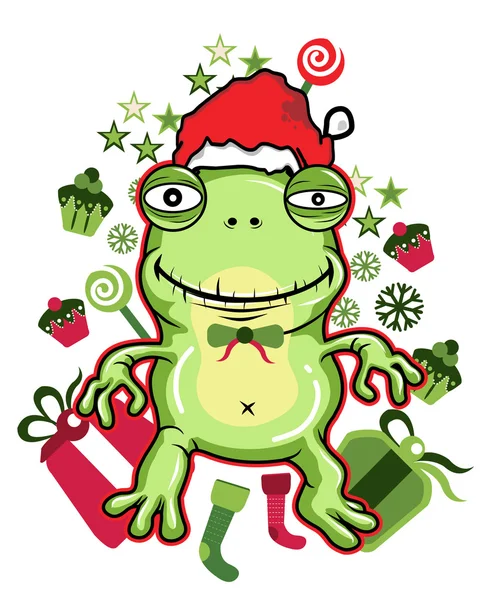 Frog santa - Vector Version available — Stock Vector